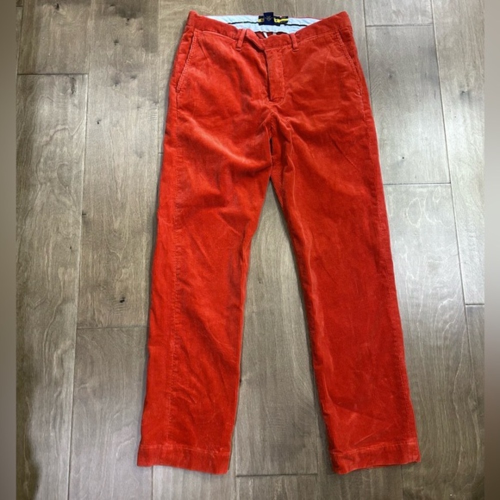 Ralph Lauren Rugby Men's Corduroy Pants in Orange Red Classic Straight Fit 30x30